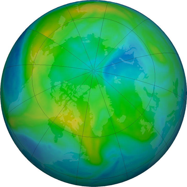 Arctic ozone map for 03 November 2022